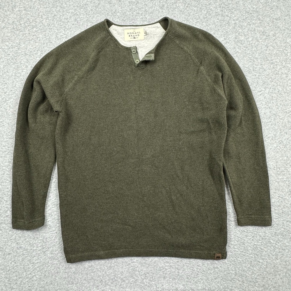 The Normal Brand Puremesa Everyday Henley Shirt Mens Medium Waffle Knit Cozy